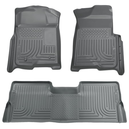 Husky Liners Weatherbeater Series Front & 2nd Seat Floor Liners (Footwell Coverage) 98332 Grey Fits select: 2009-2014 FORD F150