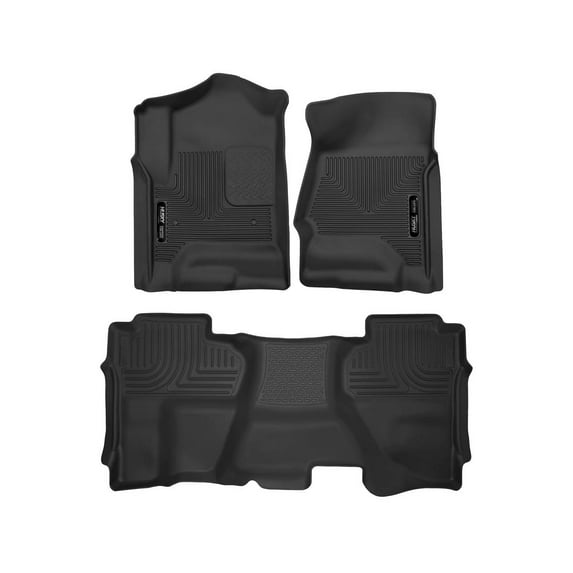 Husky Liners 53918 X-Act Contour Floor Liners Fits 2014-2019 Chevy Silverado & GMC Sierra 1500 Double Cab incl Legacy/Limited, 2500, 3500 | Front & 2nd Row 3pc Black