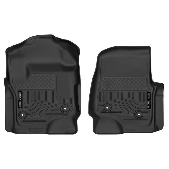 Husky Liners 52731 X-Act Contour Floor Liners Fits 2017-2025 Ford F250, F350 & F450 Crew Cab & SuperCab w/ Vinyl Flooring incl. Flat-Fold Storage Front Row 2 Pc Black
