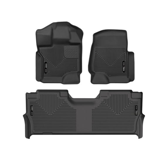 Husky Liners 53468 X-Act Contour Front & Second Row Floor Liners Black Fits 2021-2025 Ford F150 SuperCrew, 2022-2025 F150 Lightning, 2021-2025 F150 Raptor w/ Carpet or Vinyl