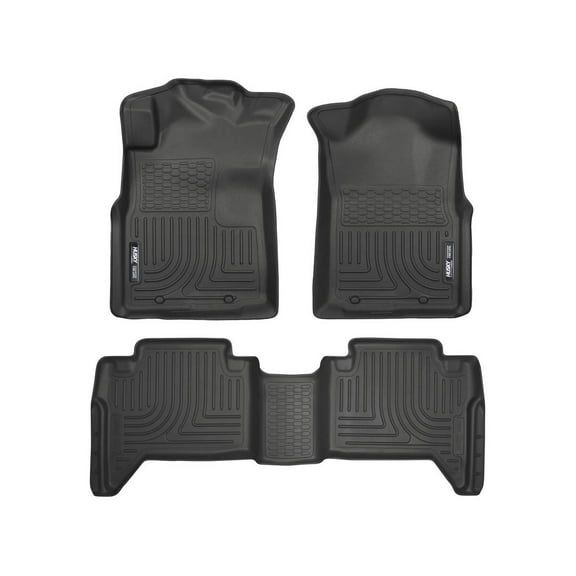 Husky Liners 98951 Weather beater Floor Mats Fit 2005-2015 Toyota Tacoma Double Cab - Front/2nd Seat - Black | Includes Footwell Coverage
