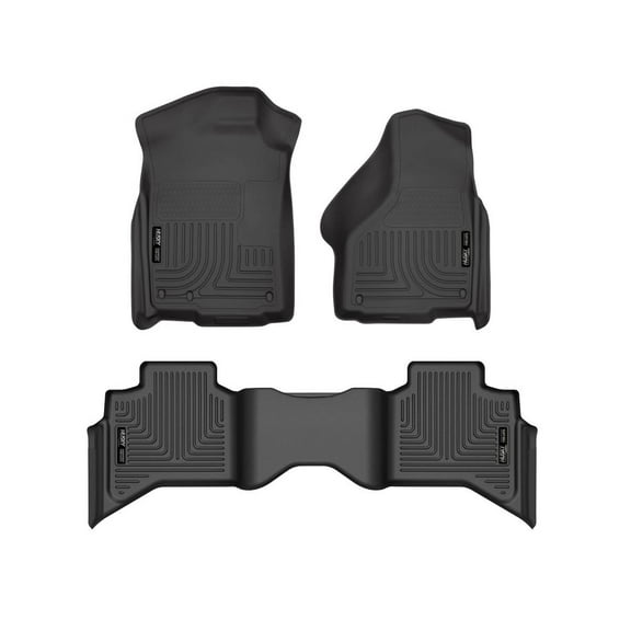 Husky Liners 99011 Weatherbeater Floor Mats Fit 2009-2024 Dodge Ram 1500/Ram Truck 1500 Quad Cab (w/w/o Manual Transfer Case Shifter, Single/Dual Floor Mat Hooks) - Front/2nd Seat - Black