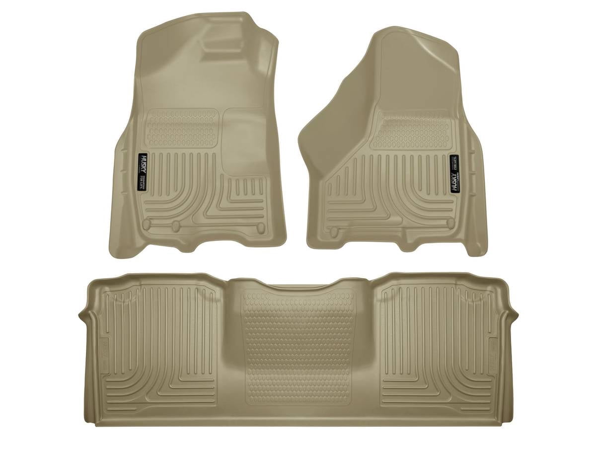 Husky Liners 99043 Weatherbeater Floor Mats Fit 2010-2018 Dodge Ram 2500/3500/Ram Truck 2500/3500 Mega Cab (Single/Dual Floor Mat Hooks) - Front/2nd Seat - Tan