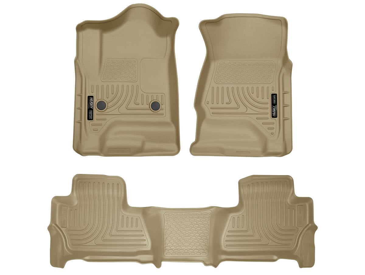 Husky Liners 99203 Weatherbeater Floor Mats Fit 2015-2020 Chevy Tahoe, GMC Yukon (Bench/Bucket Seats, w/w/o 2nd Row) - Front/2nd Seat - Tan