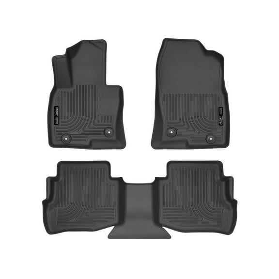 Husky Liners 95611 Weatherbeater Floor Mats Fit 2016-2023 Mazda CX-9 w/o Floor Mounted Cup Holders or Console Front/2nd Row Liners 3pc Black