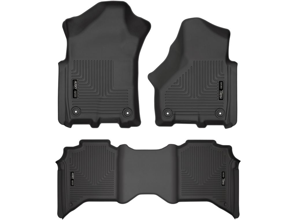 Husky Liners by RealTruck Weatherbeater Floor Mats Fits 2019-2024 Ram 2500/3500 Crew Cab Front & 2nd Row, 3-pc Black-94111