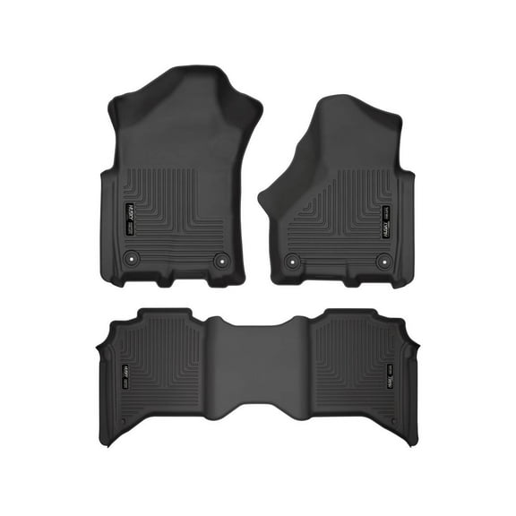 Husky Liners 94111 Weatherbeater Floor Mats Fit 2019-2024 Ram 2500/3500 Crew Cab Front/2nd Row Liners 3pc Black