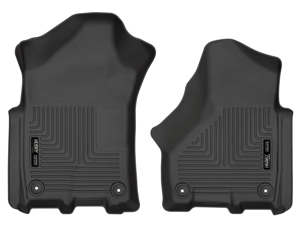 Husky Liners Weatherbeater Floor Mats | Fits 2019 - 2024 Ram 2500, 3500, Crew \u0026 Mega Cab | Front Row, 2-pc Black - 13051