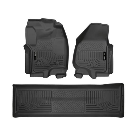 Husky Liners 99711 Weatherbeater Floor Mats Fit 2012-2016 Ford F-250, F-350, F-450 Crew Cab (w/w/o Manual Transfer Case Shifter, Driver’s Side Foot Rest) - Front/2nd Seat - Black