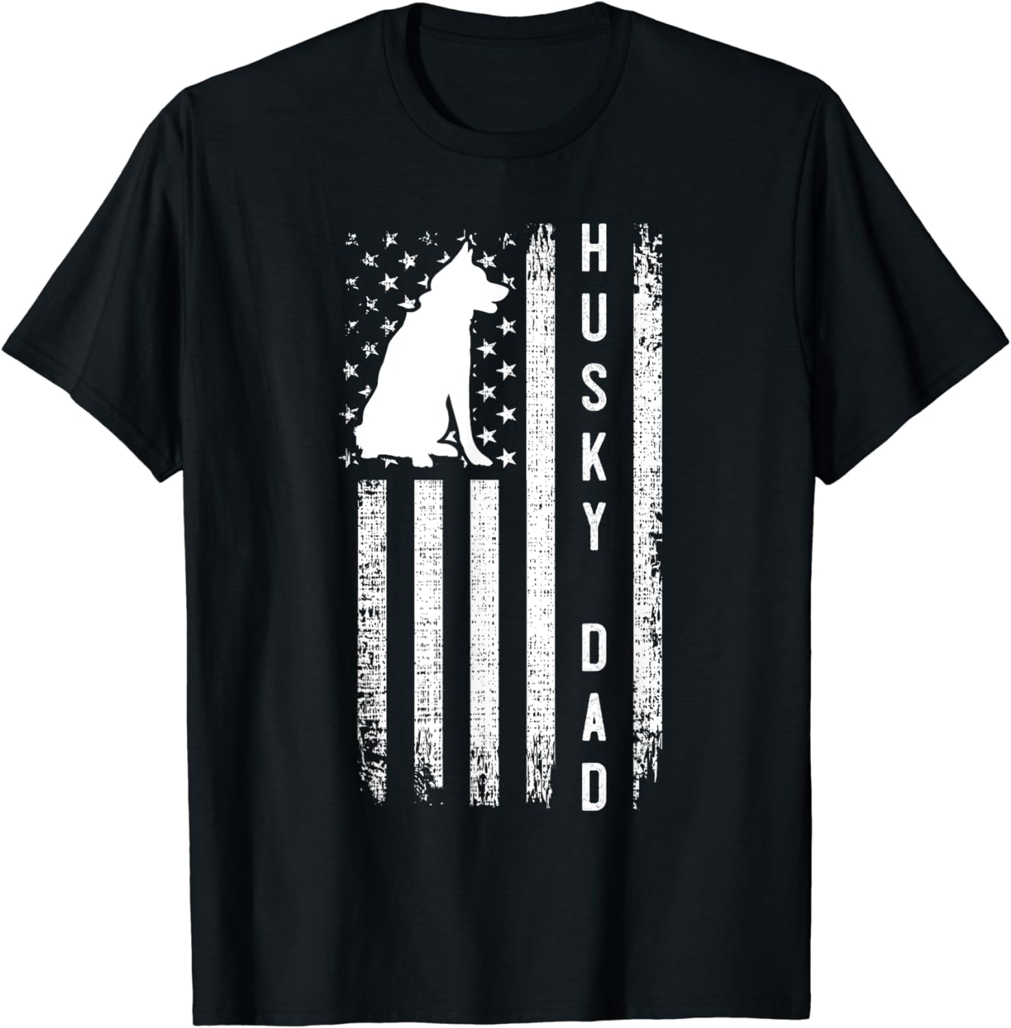 Husky Lover Gift Siberian Husky Dad American Flag Dog Lover TShirt
