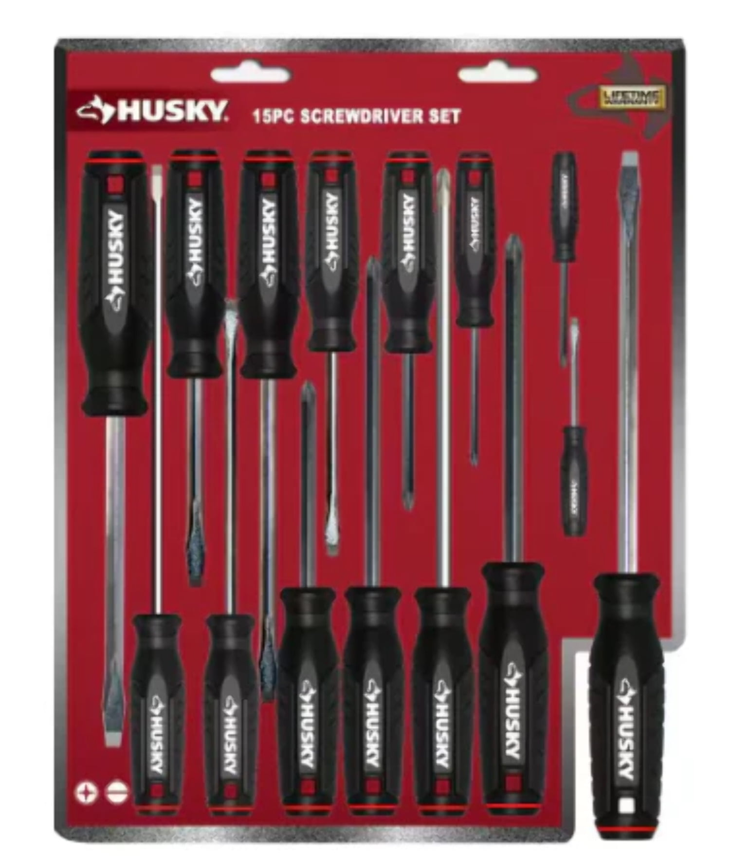 Husky Magnetic Screwdriver Set, 15-Pieces, Dual Material Design