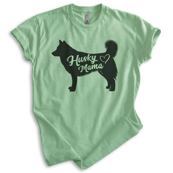 Husky Mama T-shirt, Unisex Women's Shirt, Siberian Husky Owner, Best Dog Mama Gift, Heather Apple Green, Large