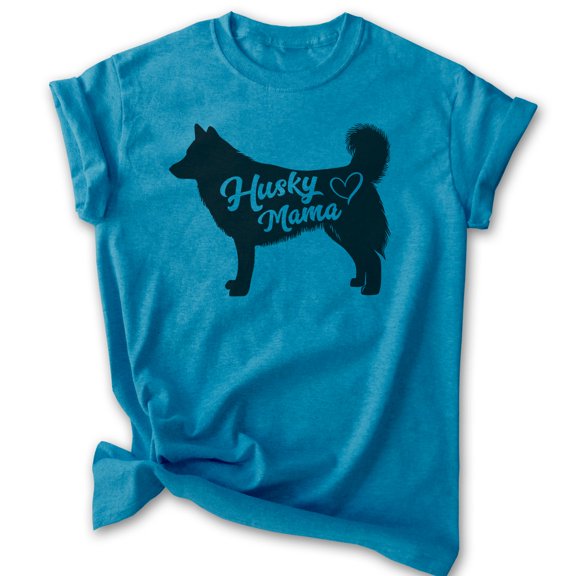 Husky Mama T-shirt, Unisex Women's Shirt, Siberian Husky Owner, Best Dog Mama Gift, Heather Blue, X-Large