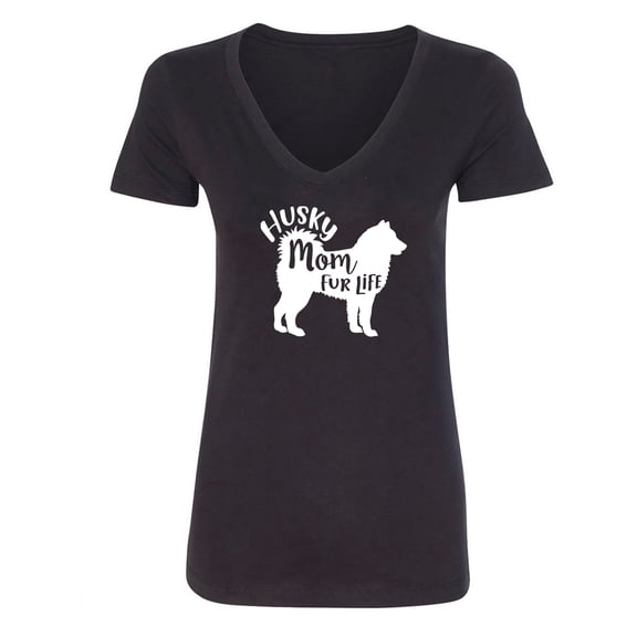 Husky Mom Fur Life Womens V-Neck T-Shirt