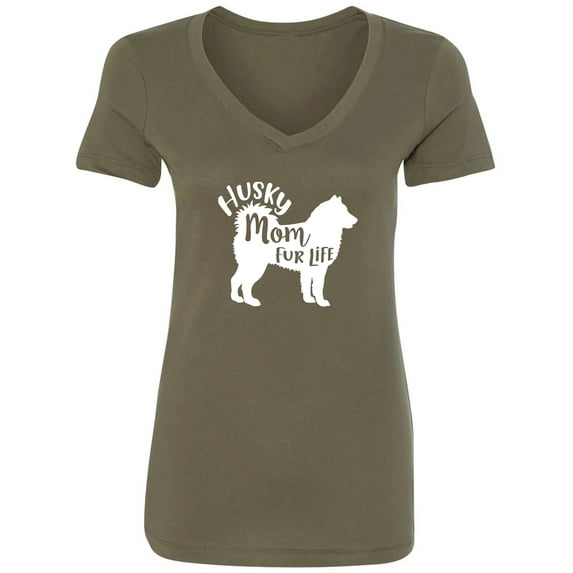 Husky Mom Fur Life Womens V-Neck T-Shirt