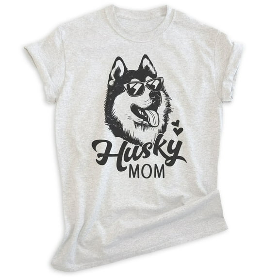 Husky Mom T-shirt, Unisex Women's Shirt, Siberian Husky Owner, Best Dog Mom Gift, Heather Ash, Large