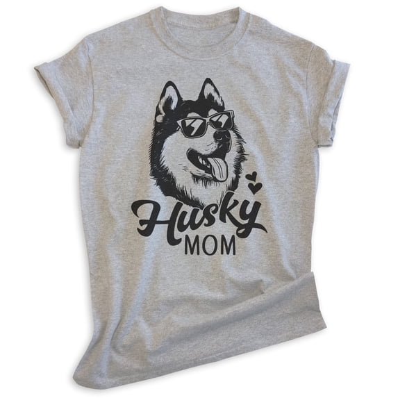 Husky Mom T-shirt, Unisex Women's Shirt, Siberian Husky Owner, Best Dog Mom Gift, Heather Gray, Large