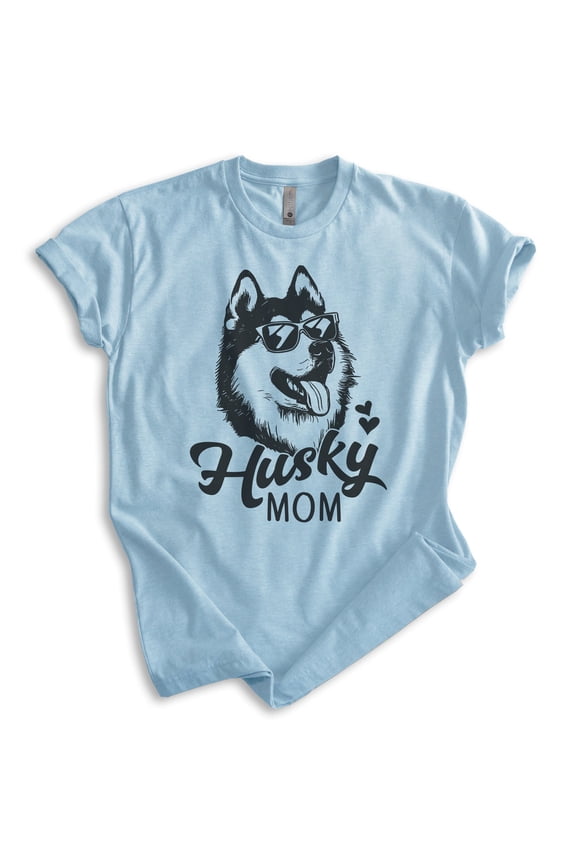 Husky Mom T-shirt, Unisex Women's Shirt, Siberian Husky Owner, Best Dog Mom Gift, Heather Light Blue, Small