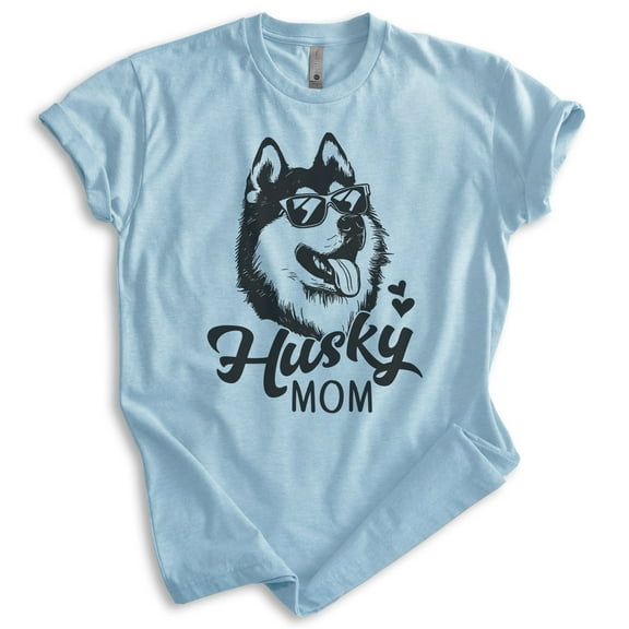 Husky Mom T-shirt, Unisex Women's Shirt, Siberian Husky Owner, Best Dog Mom Gift, Heather Light Blue, X-Small
