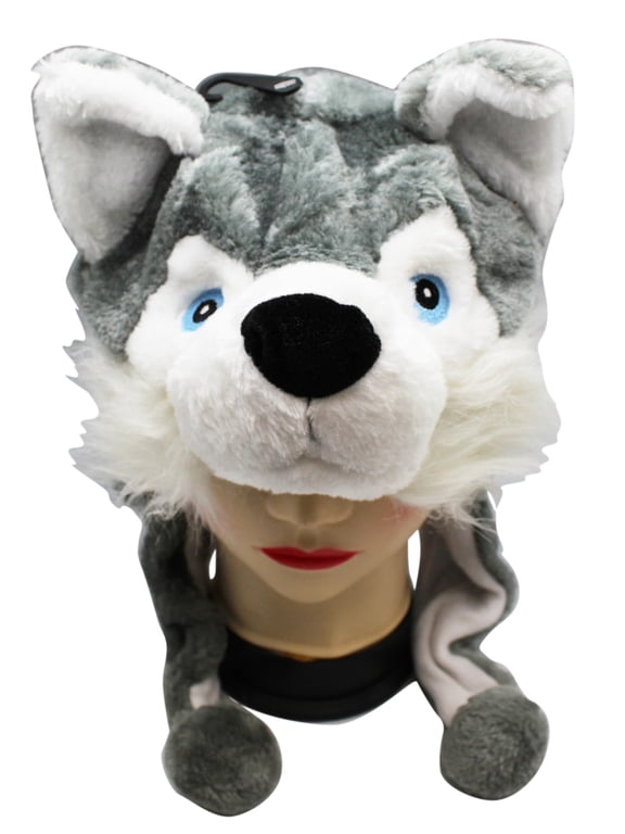 Husky Plush Hat - Adorable Soft and Snuggly Plush Wolf Hat