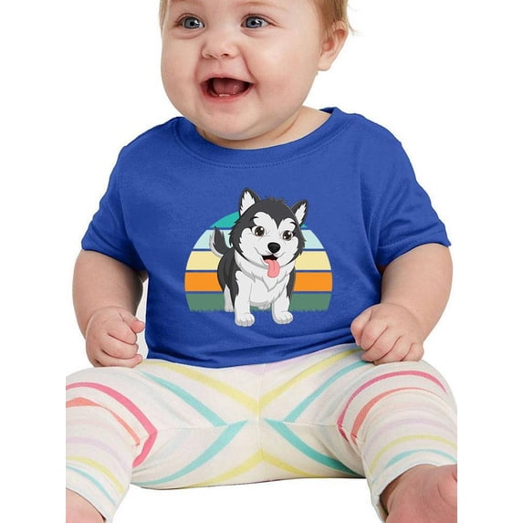 Husky Pup Retro Design T-Shirt Infant -Image by Shutterstock, 6 Months