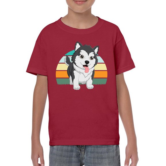 Husky Pup Retro Design T-Shirt Juniors -Image by Shutterstock,  Large