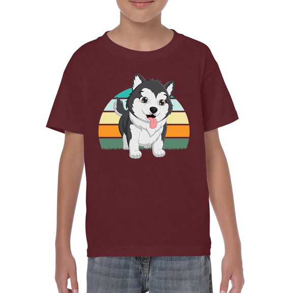 Husky Pup Retro Design T-Shirt Juniors -Image by Shutterstock, Medium