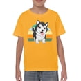 thumbnail image 1 of Husky Pup Retro Design T-Shirt Juniors -Image by Shutterstock,  Small, 1 of 4
