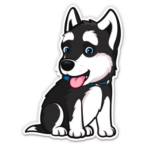 Husky Puppy Cute - 3" Vinyl Sticker - For Car Laptop Water Bottle Phone - Waterproof Decal