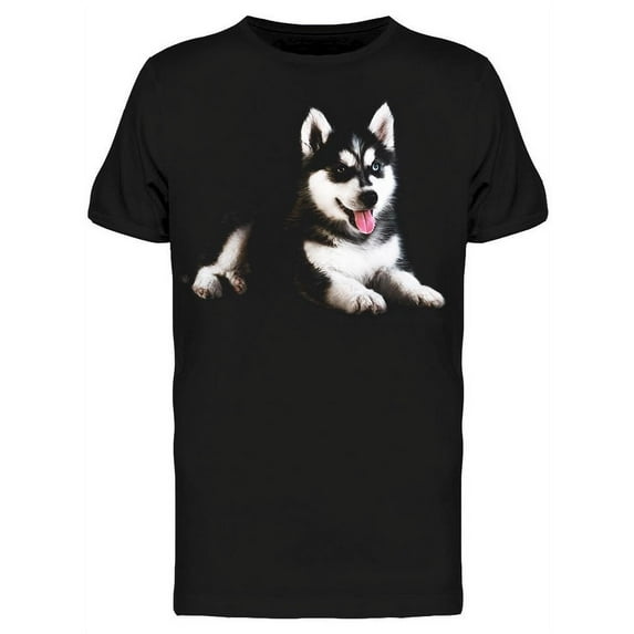 Husky Puppy Lying T-Shirt Men -Image by Shutterstock Men T-Shirt, Male x-Large