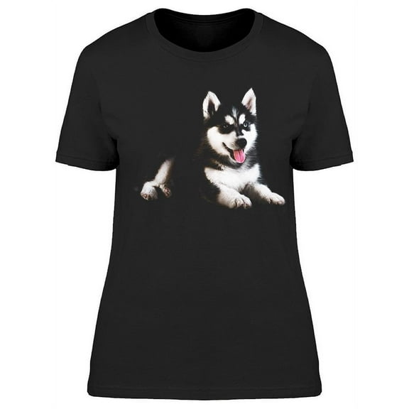 Husky Puppy Possing T-Shirt Women -Image by Shutterstock Women T-Shirt, Female Small