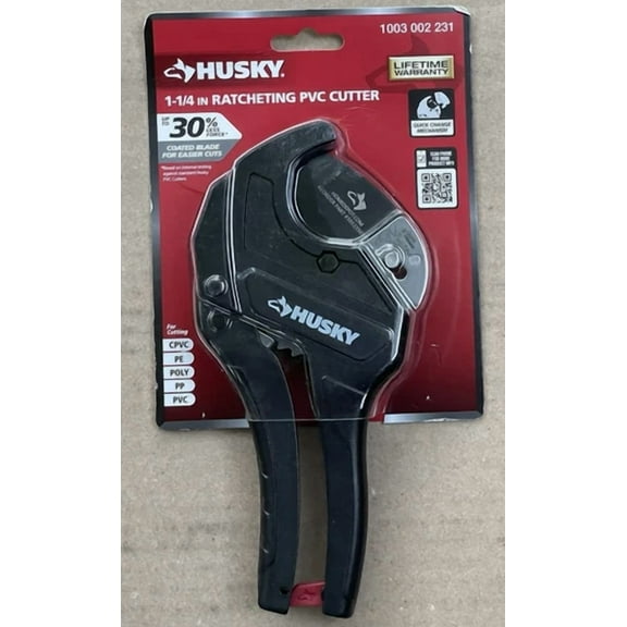 Husky Ratcheting 1-1.25" Pvc Cutter 1 Hand Release New Sealed Lifetime Warranty