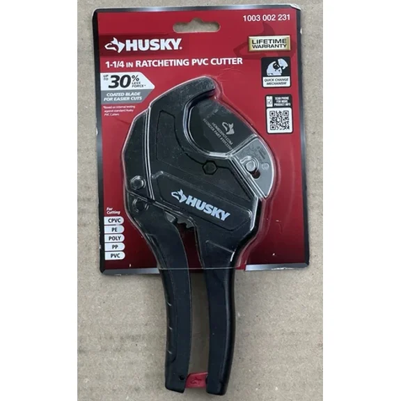 Husky Ratcheting 1-1.25" Pvc Cutter 1 Hand Release New Sealed Lifetime Warranty