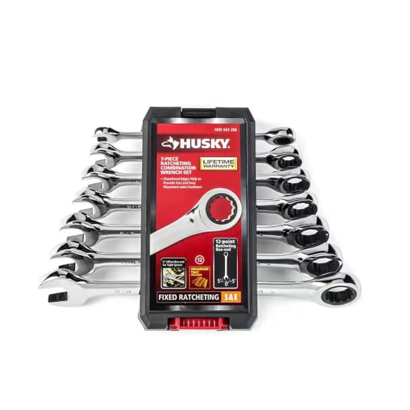 Husky Ratcheting SAE Combination Wrench Set (7-Piece)