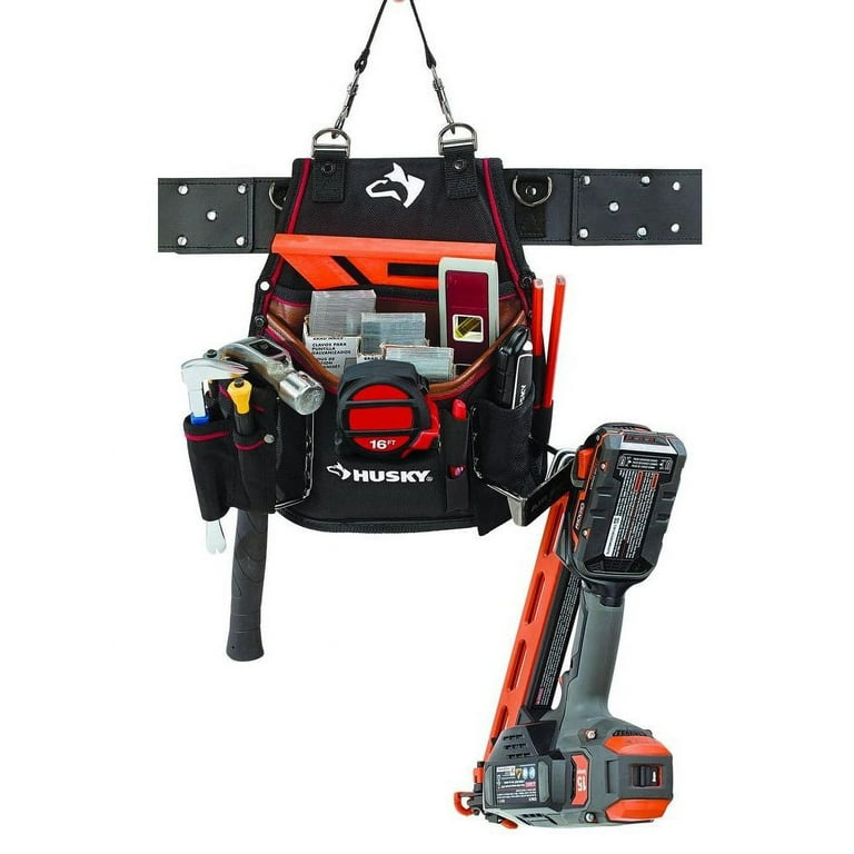 Husky Small Framer Pouch with Leather 2 Pocket Belt Bag Electrician Tool Holder Walmart
