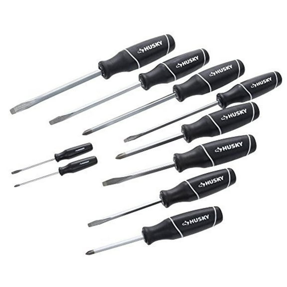 Husky, Steel Chemical Resistant Rubber Torque Screwdriver Set 10 Pieces