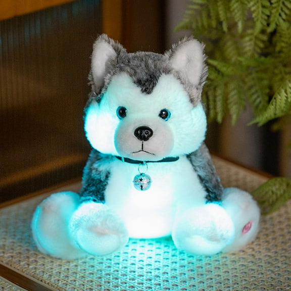 Husky Stuffed Animal, Light Up Plush Dog Night Light, Soft Puppy Toy Hugging Pillow, Christmas & Birthday Gift for Kids, Boys, Girls & Toddlers, B