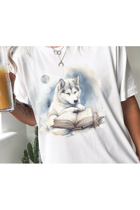 Husky T-Shirt, Husky Dog Gifts, Siberian Husky Gifts, Book Lover Tee, Book Nerd, Husky Dog Lover, Husky Dog Mom, Husky Dad, Husky Gift All Size S-5Xl