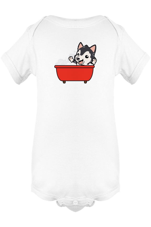 Husky Taking A Bath Bodysuit Infant -Image by Shutterstock, Newborn