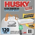 Husky Tall Kitchen White Trash Bags, 13 Gallon, 120 Bags (Expandable