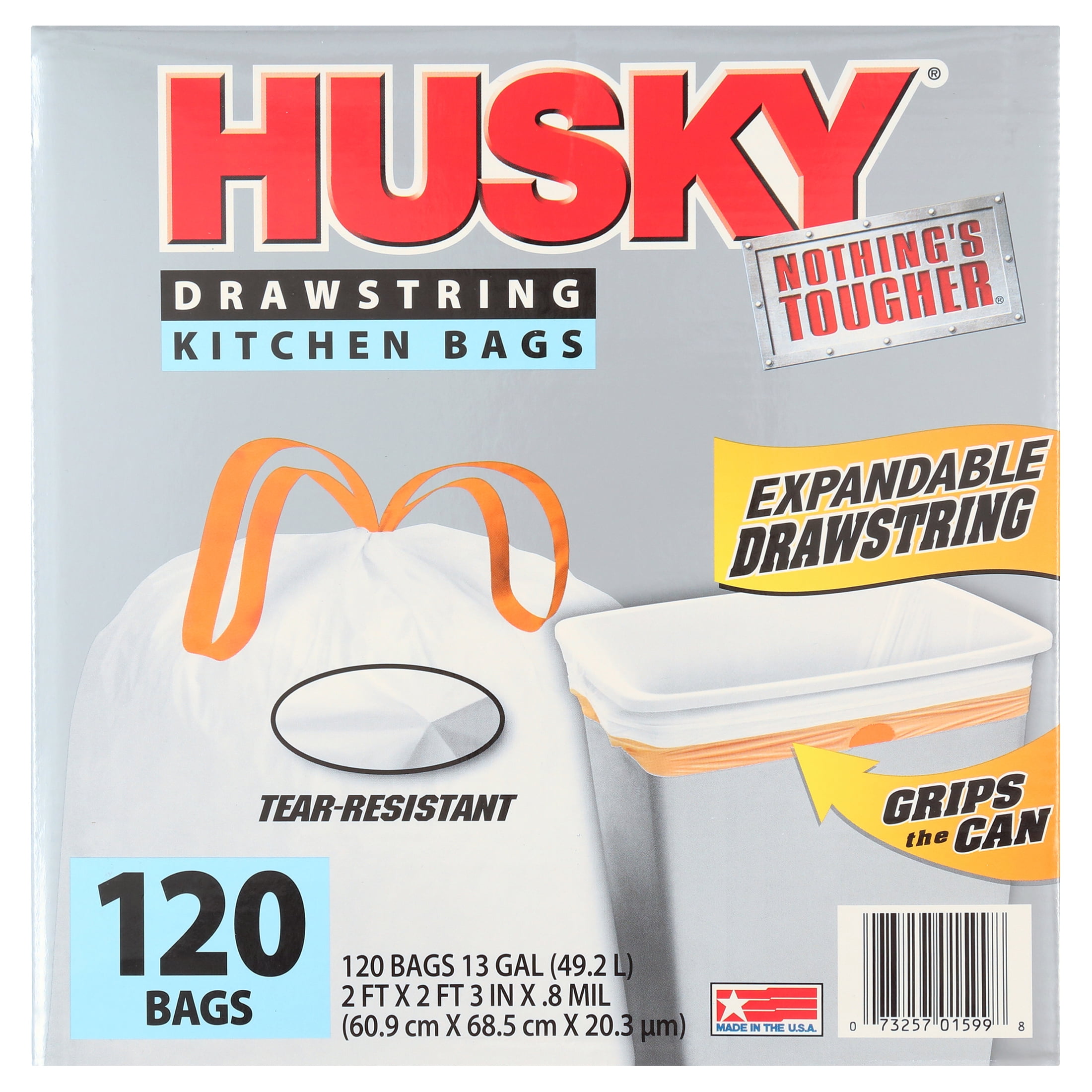 Husky Tall Kitchen White Trash Bags, 13 Gallon, 12