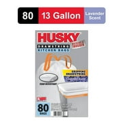 Husky Tall Kitchen White Trash Bags Lavender, 13 Gallon, 80 Bags (Expandable Drawstring, 20% PCR)