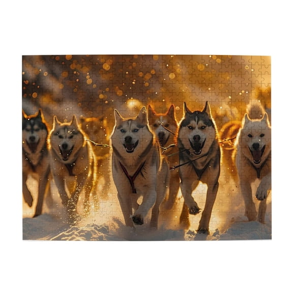 Husky Team Sledding Snow 1000-Piece Wooden Jigsaw Puzzle for Adults, Fun & Challenging Family Brain-Teaser, Perfect Home Decor & Gift