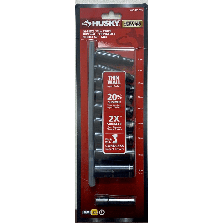 3/8 in. Drive Thin Wall Deep Impact Socket Set MM (10-Piece) 3/8 in. Drive Thin Wall Deep Impact Socket Set MM (10-Piece)