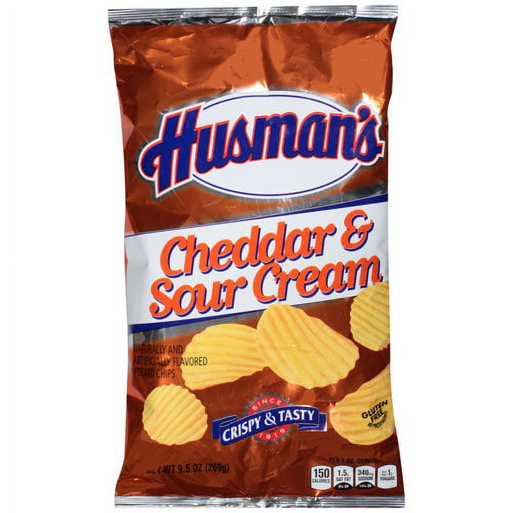 Husmans Cheddar & Sour Cream Flavored Potato Chips 9.5 Oz.