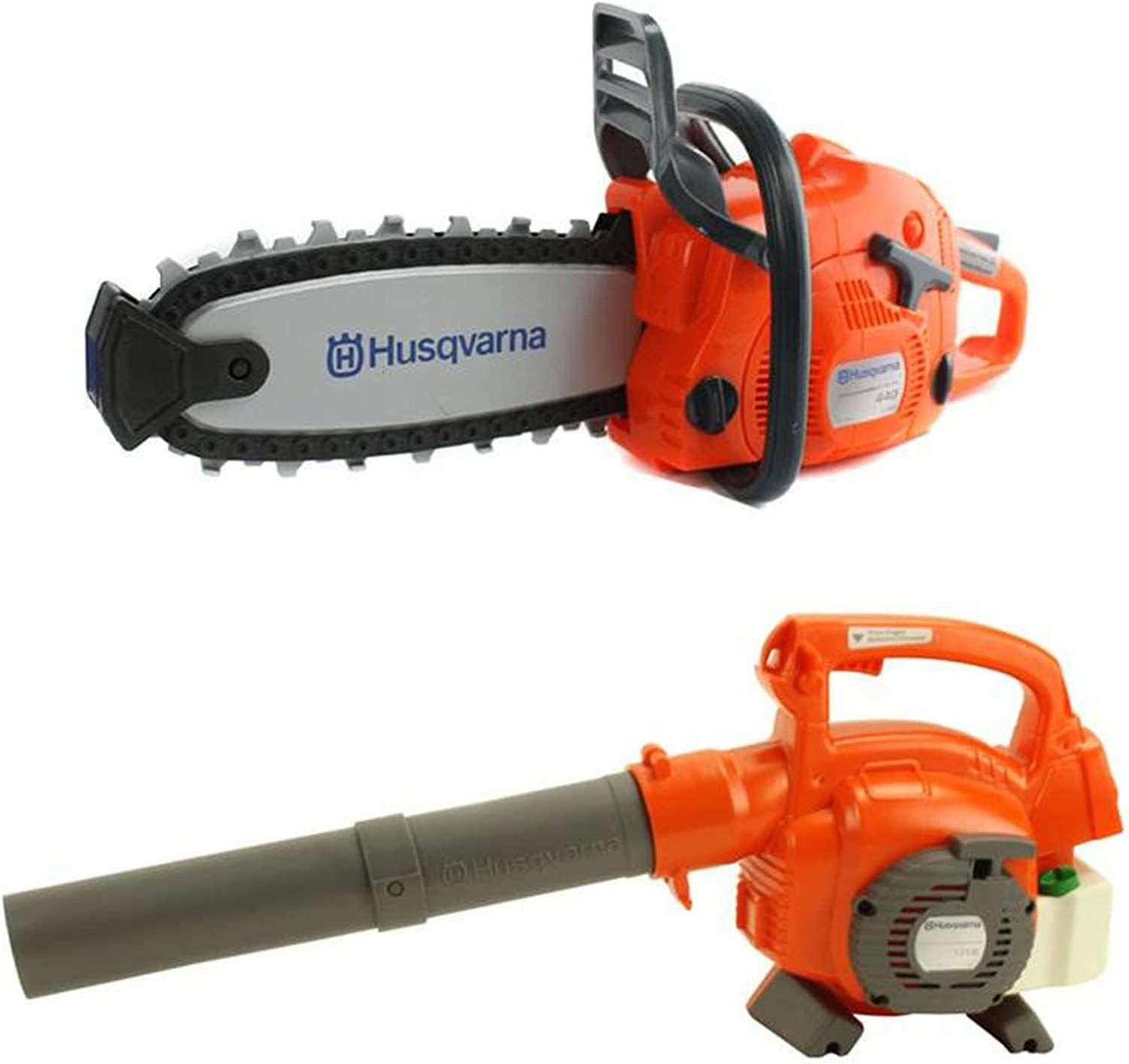 Husqvarna 125B Kids Toy Battery Operated Leaf Blower & Chainsaw Pretend Play Set