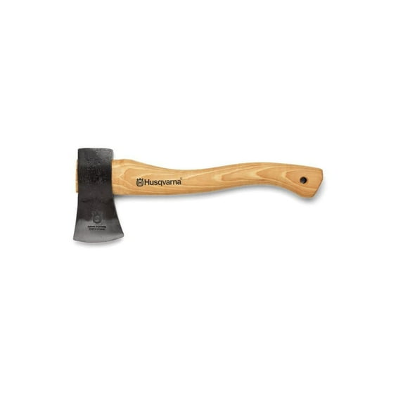 Husqvarna 13" Curved Wooden Handle Hatchet Axe with Leather Sheath