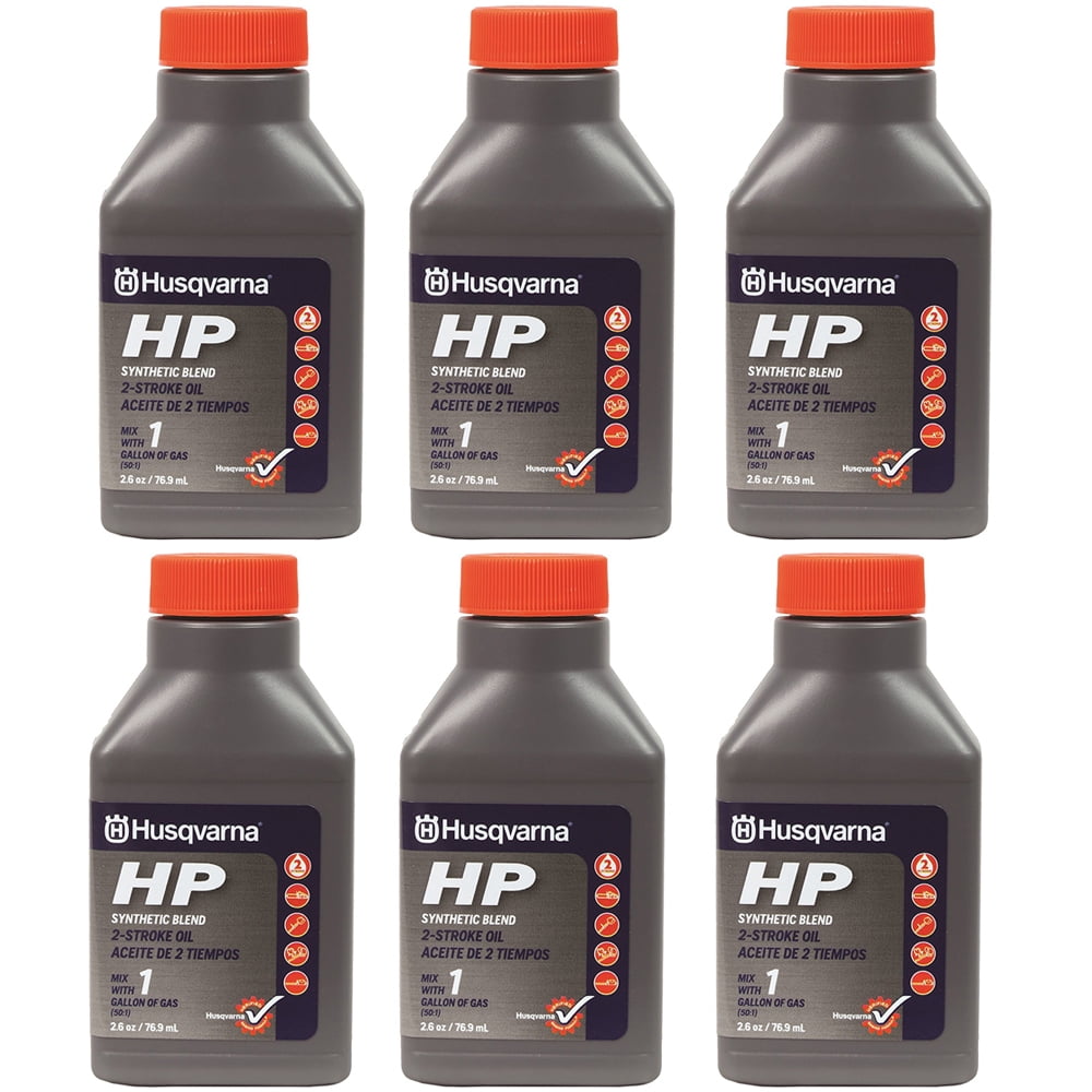 Husqvarna 593152601 2 Stroke Cycle HP High Performance Oil 6 Pack of 2.6oz Bottles 50:1