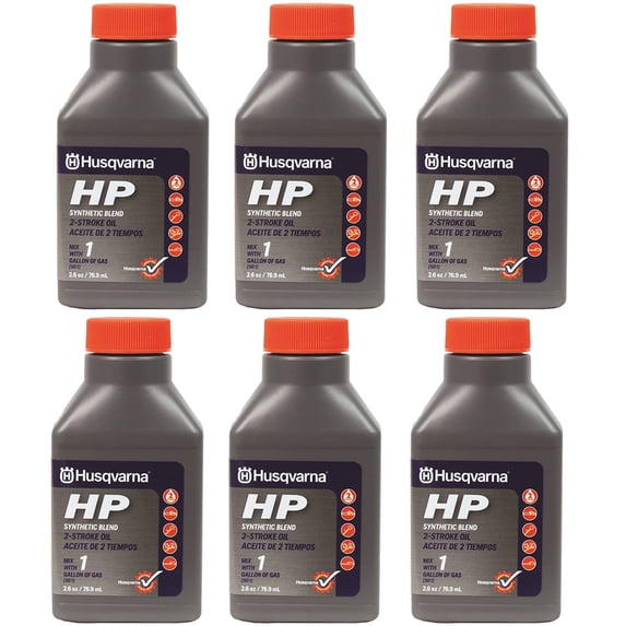 Husqvarna 593152601 2 Stroke Cycle HP High Performance Oil 6 Pack of 2.6oz Bottles 50:1