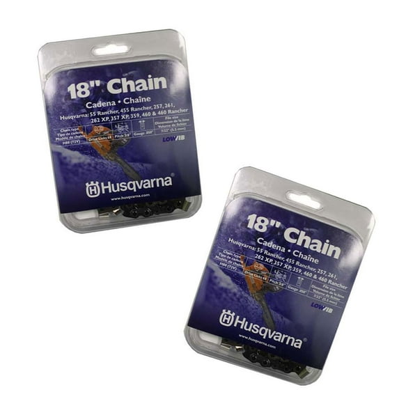 Husqvarna 8" Chainsaw Chain 3/8" Pitch .050" Gauge H80-68, 55 Rancher 257, 261 & Others (2 Pack) / 531300443, 608100607